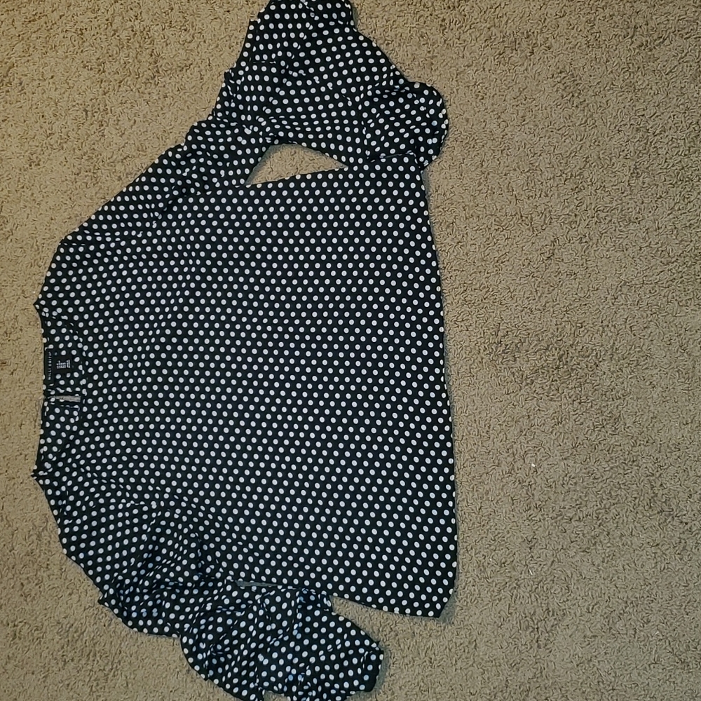 Loose Casual Women's Polka Dot Blouse w/ Bell Sleeves